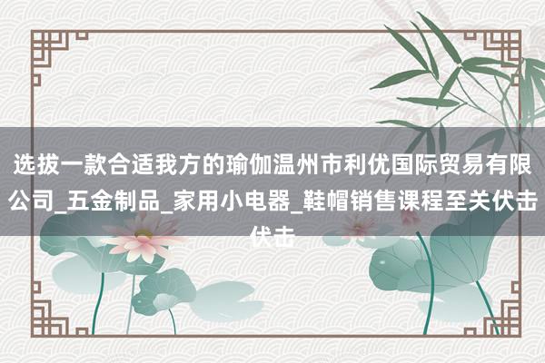 选拔一款合适我方的瑜伽温州市利优国际贸易有限公司_五金制品_家用小电器_鞋帽销售课程至关伏击